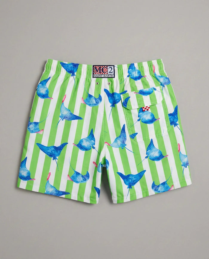 Costume Uomo Lighting 70 Verde Rigato MC2 Saint Barth | Stampa Razze Blu Mc2 Saint Barth