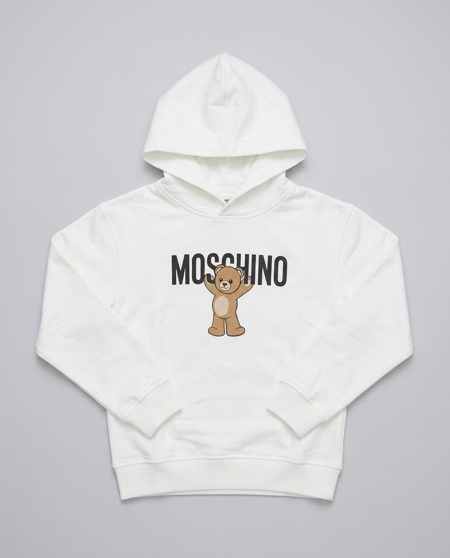 Felpa Moschino Kids Bianca con Teddy Bear | Bambino 8-14 Anni – fronte