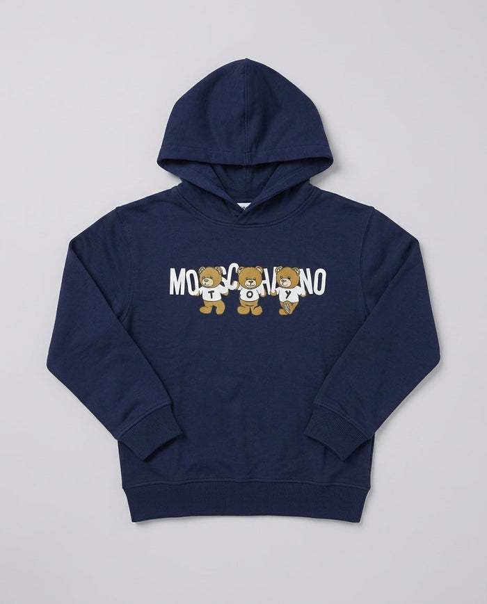 Felpa Moschino Kids Blu Navy con Teddy Bear | Bambino 8-14 Anni – fronte