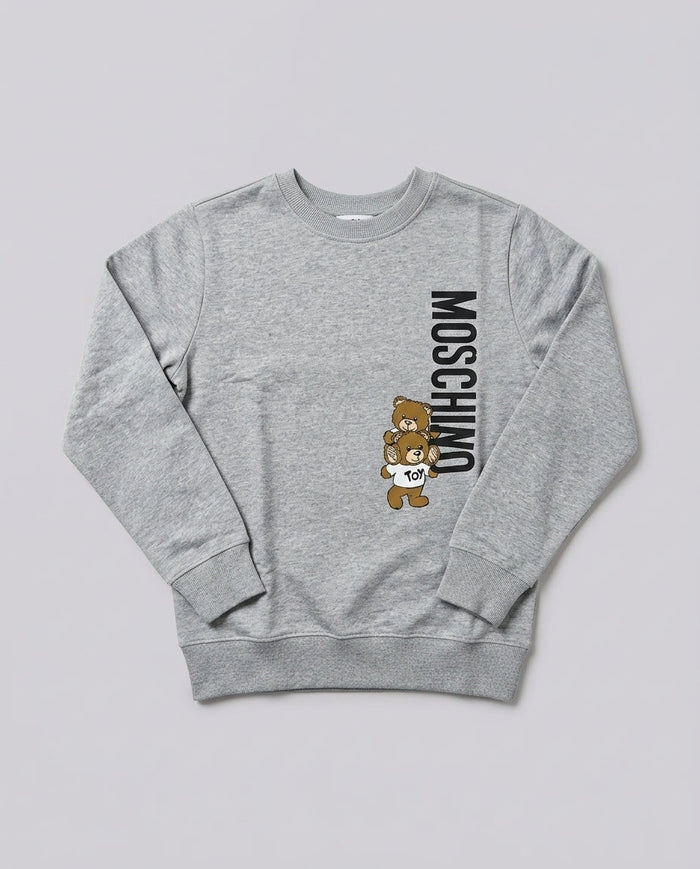 Girocollo Moschino Kids Grigio con Teddy Bear | Bambino 8-14 Anni – fronte