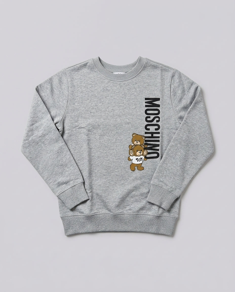 Girocollo Moschino Kids Grigio con Teddy Bear | Bambino 8-14 Anni – fronte
