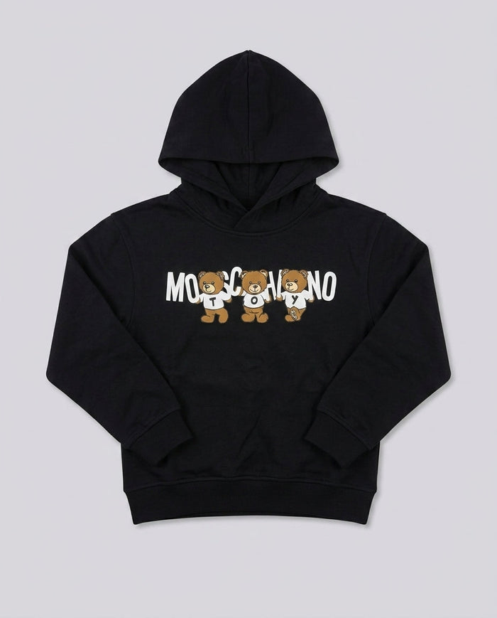 Felpa Moschino Kids Nera con Teddy Bear | Bambino 8-14 Anni – fronte