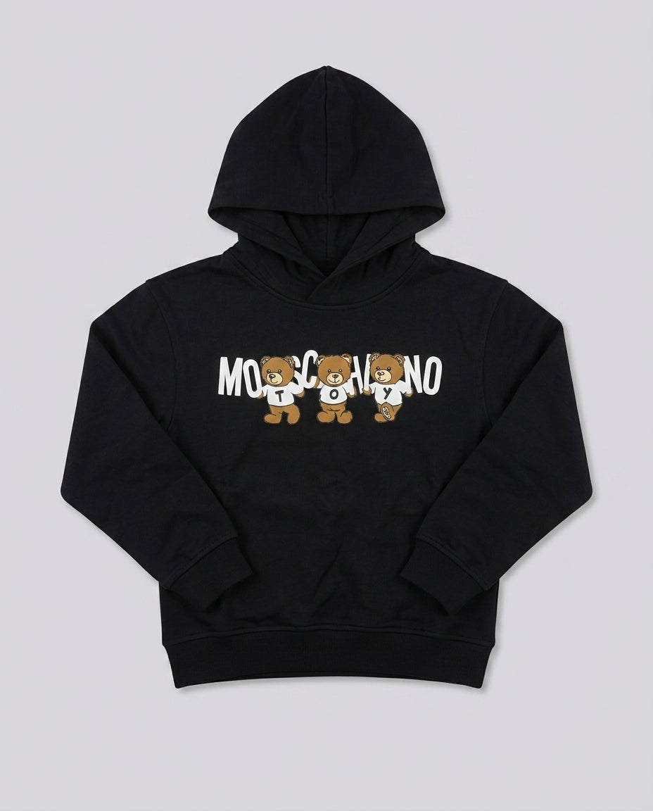 Felpa Moschino Kids Nera con Teddy Bear | Bambino 8-14 Anni – fronte