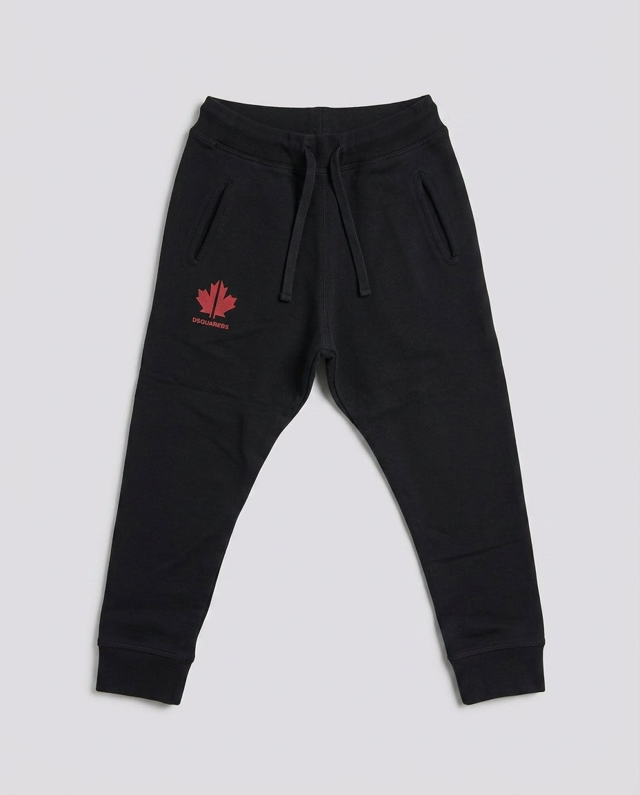 Dsquared2 Junior Pantaloni Jogger Foglia Rossa Neri