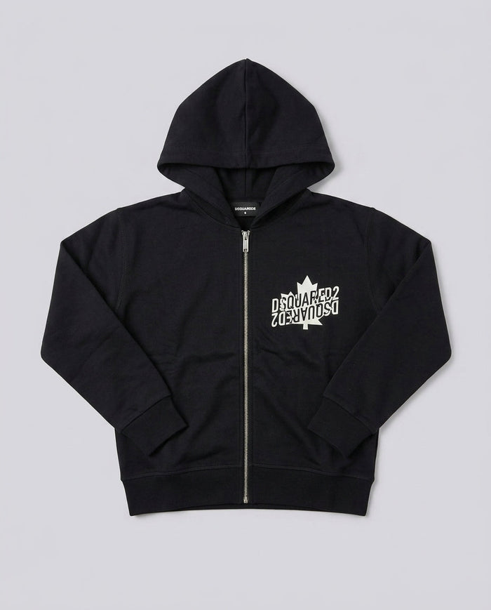 Dsquared2 Junior Felpa Zip Slouch Fit Nera