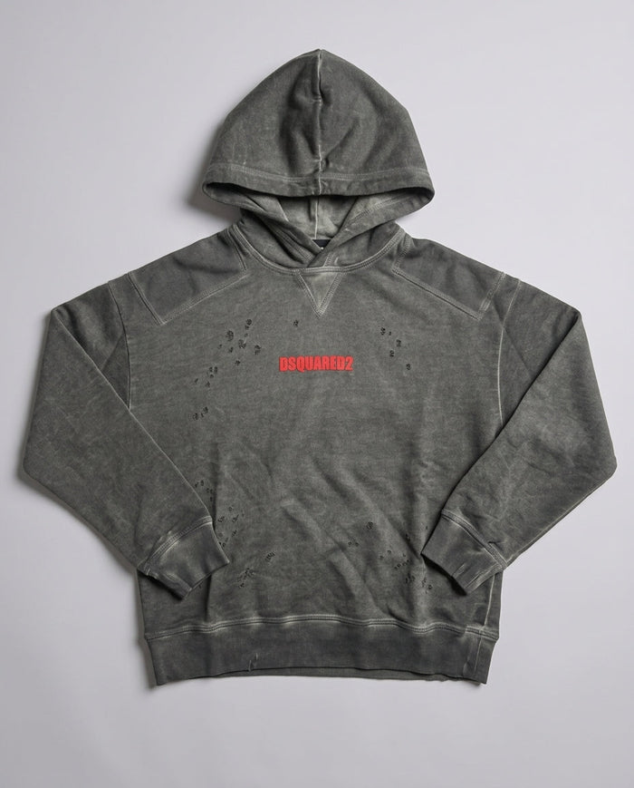 Dsquared2 Junior Felpa Hoodie Delavé Verde Militare