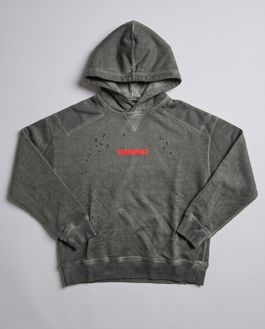 Dsquared2 Junior Felpa Hoodie Delavé Verde Militare