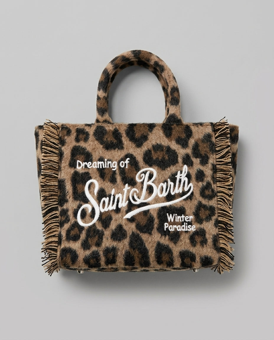 Borsa a Mano Saint Barth Kids Colette Midi in feltro leopardata – fronte