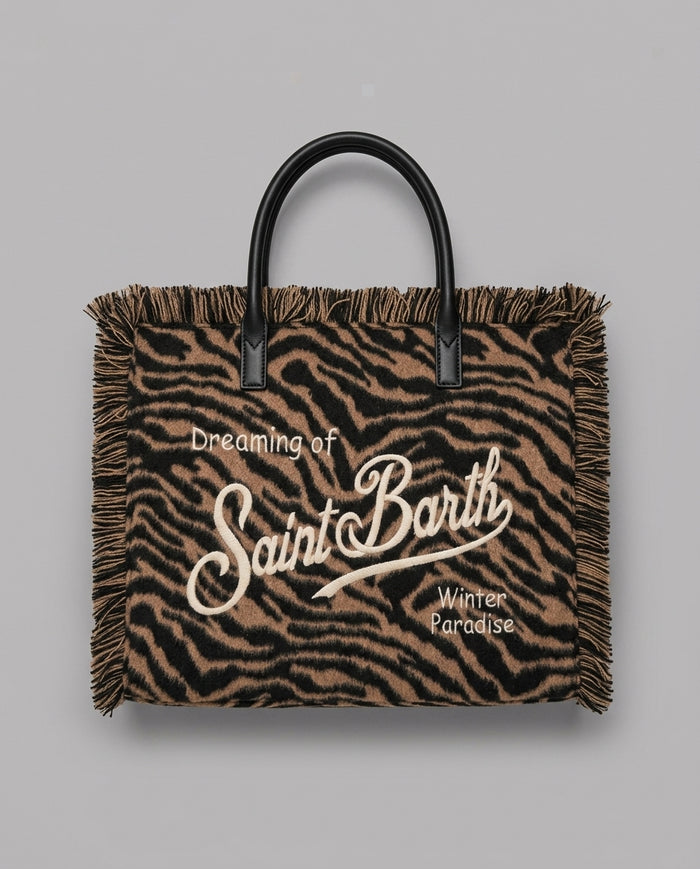 Borsa a Mano Saint Barth Kids Colette in feltro zebrata – fronte