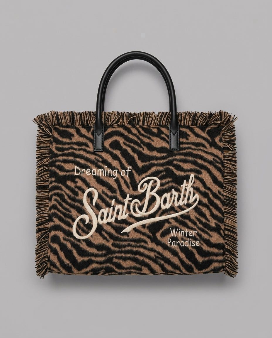 Borsa a Mano Saint Barth Kids Colette in feltro zebrata – fronte