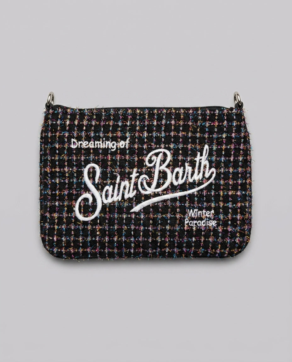 Borsa Saint Barth Kids Parisienne Mini in tweed lucido – fronte