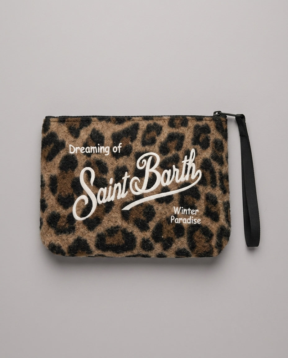 Pochette Saint Barth Kids Aline in feltro leopardata – fronte