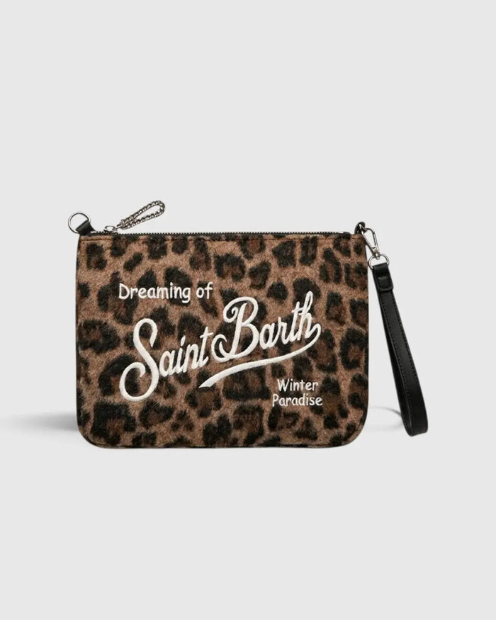 Pochette MC2 Saint Barth Parisienne Leopardata in Feltro | Donna e Bambina Mc2 Saint Barth