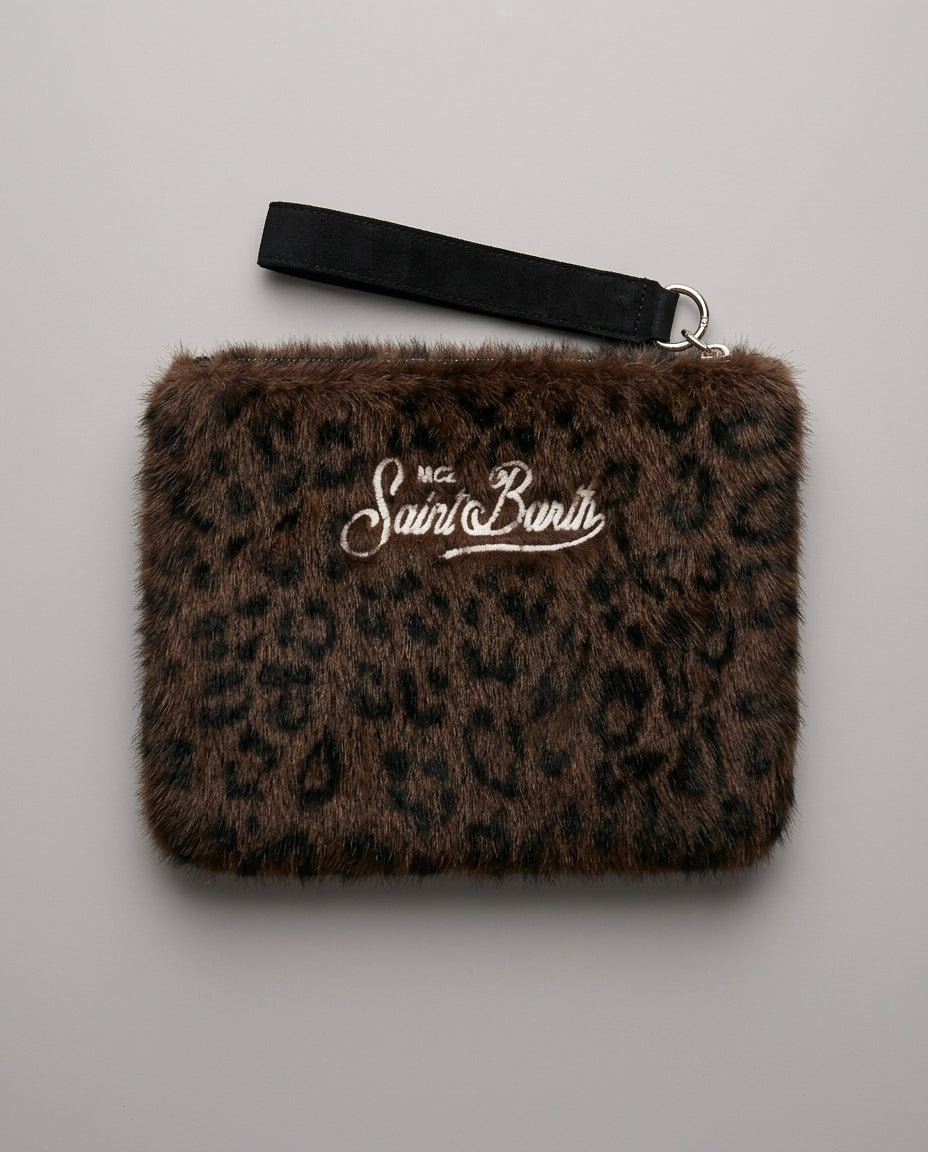 Pochette Saint Barth Kids Pareasy in pelliccia leopardata – fronte