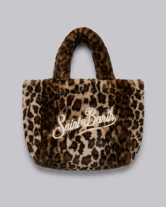 Borsa a Mano Saint Barth Kids Colette in pelliccia leopardata – fronte