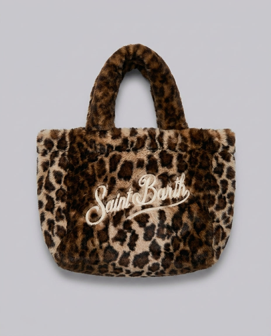 Borsa a Mano Saint Barth Kids Colette in pelliccia leopardata – fronte