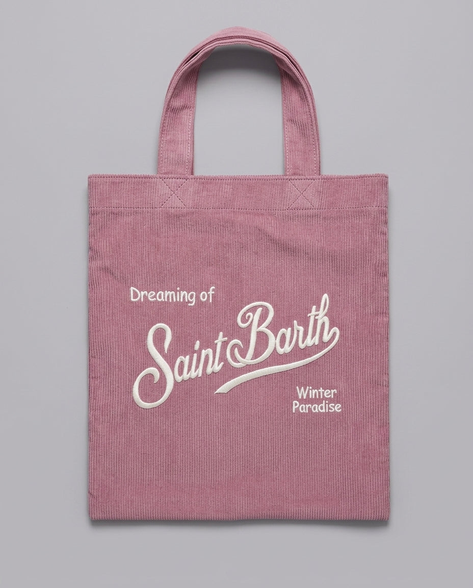 Borsa a Mano Saint Barth Kids Essential Mini in velluto a coste – fronte