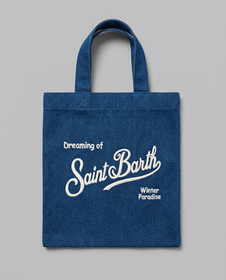 Borsa a Mano Saint Barth Kids Essential Mini denim – fronte