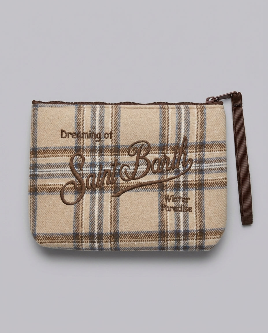 Pochette Saint Barth Kids Aline in lana tartan – fronte
