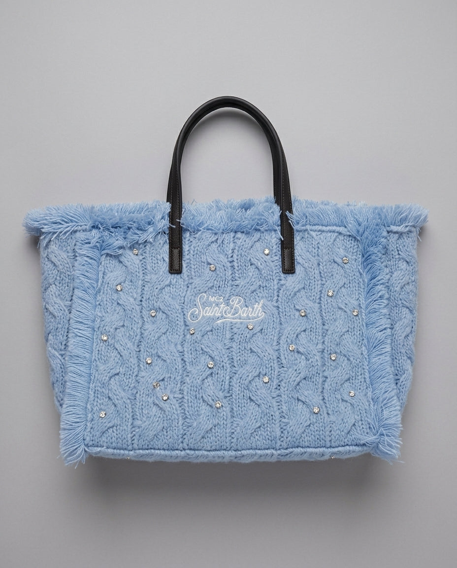 Borsa a Mano Saint Barth Kids Colette in lana con strass – fronte
