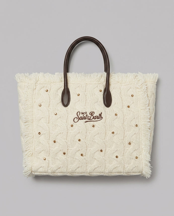 Borsa a Mano Saint Barth Kids Colette in lana con strass – fronte