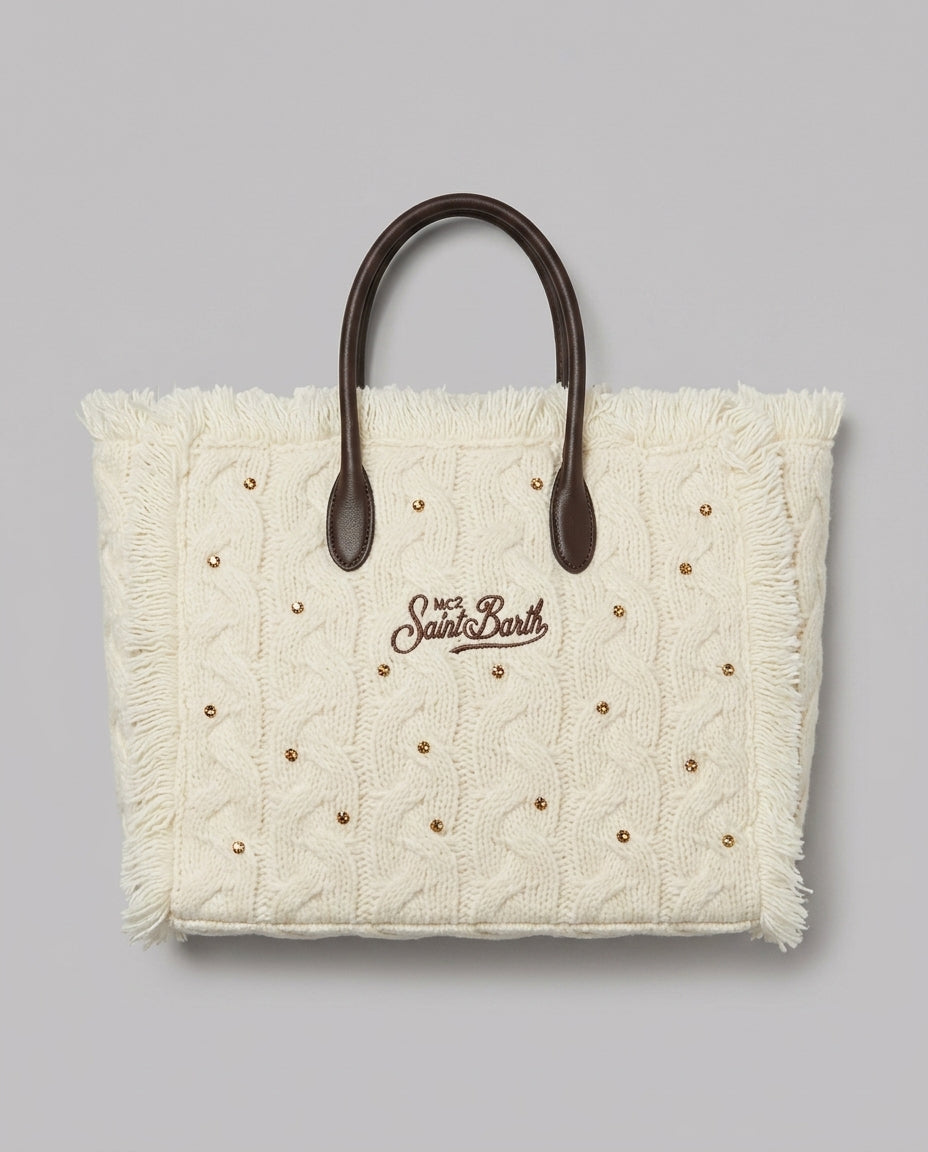 Borsa a Mano Saint Barth Kids Colette in lana con strass – fronte