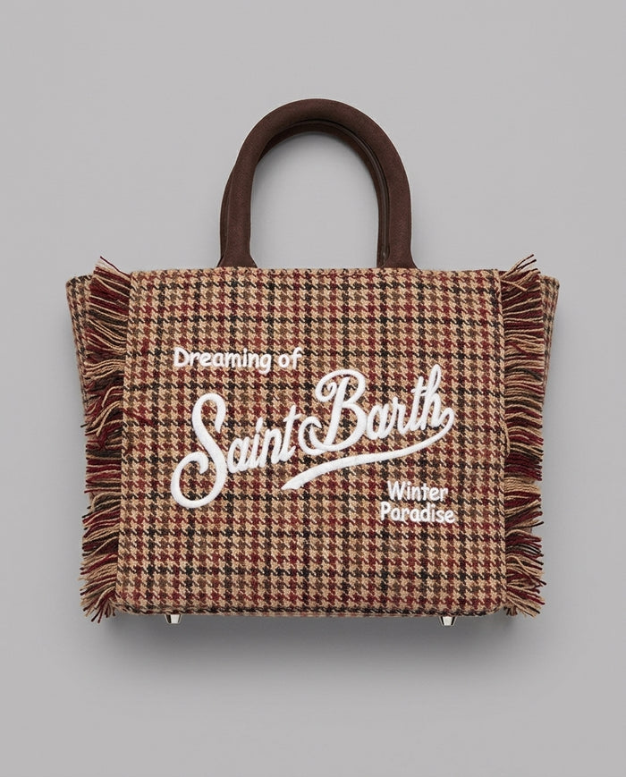 Borsa Vanity Mini Saint Barth Kids in lana pied de poule – fronte