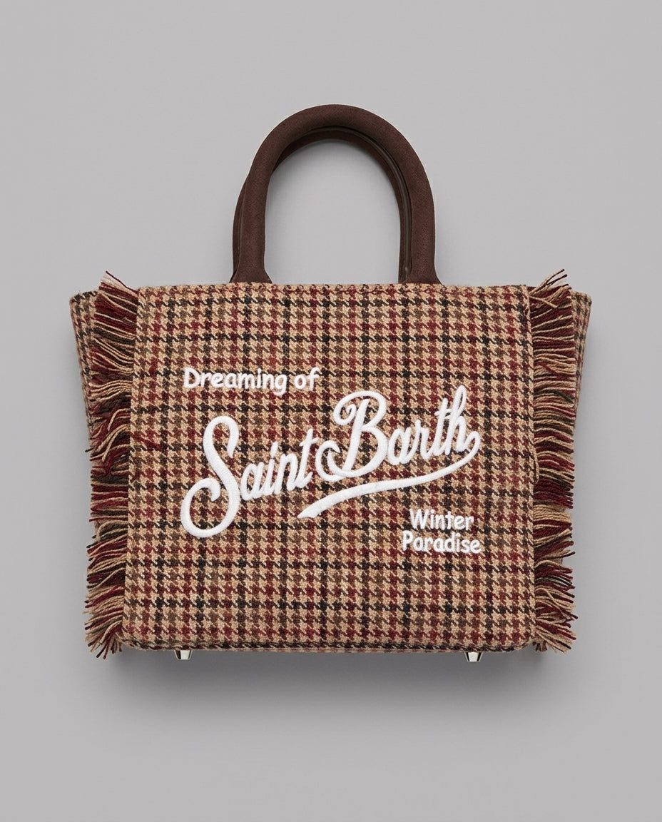 Borsa Vanity Mini Saint Barth Kids in lana pied de poule – fronte