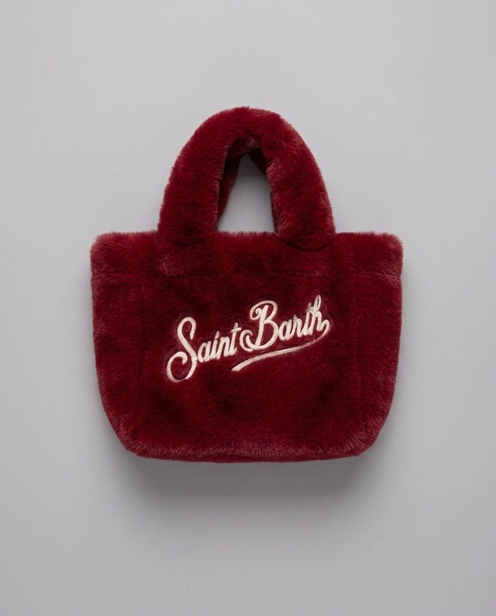 Borsa Vanity Mini Saint Barth Kids in pelliccia – fronte