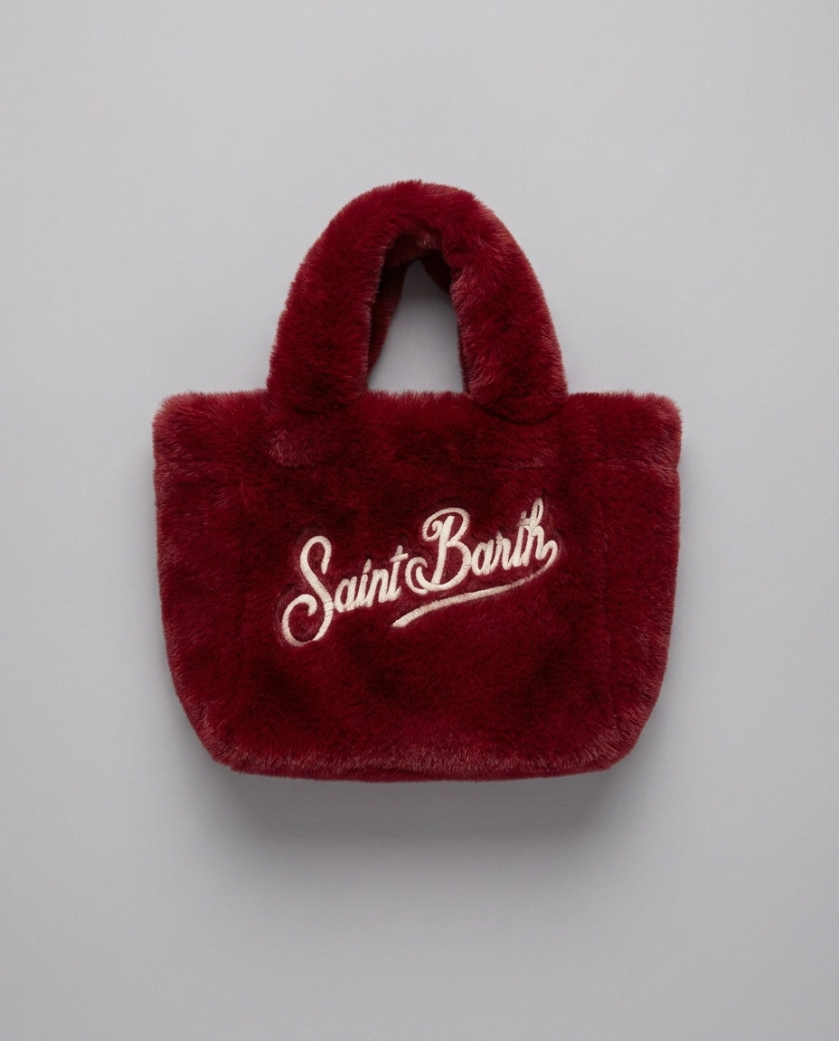 Borsa Vanity Mini Saint Barth Kids in pelliccia – fronte