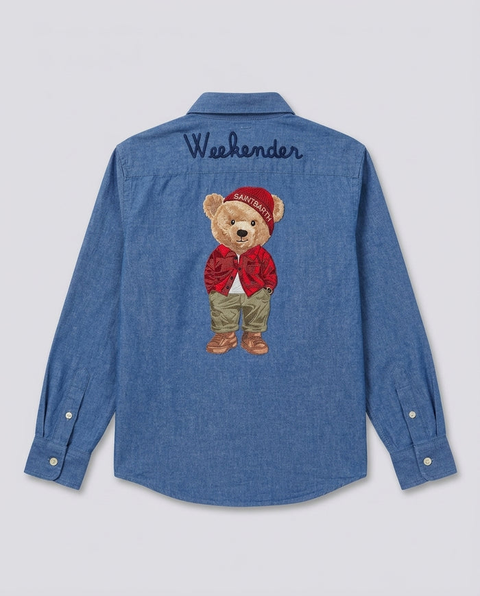 Camicia in Denim Saint Barth Kids Weekender – fronte