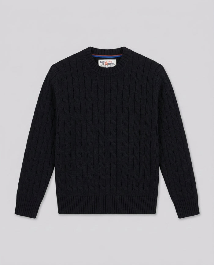 Maglione Saint Barth Kids a Trecce Blu Notte – fronte