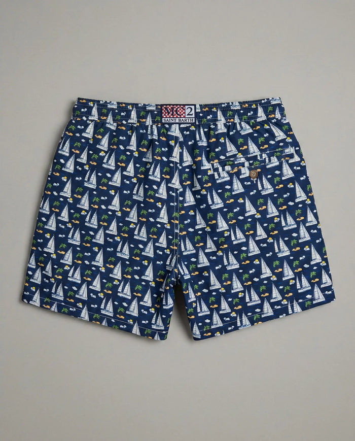Costume Uomo Lighting 70 Blu Navy MC2 Saint Barth | Stampa Barche a Vela Mc2 Saint Barth