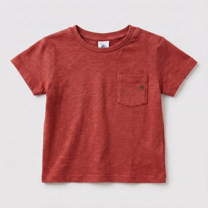 T-SHIRT BEBÈ A MANICHE CORTE IN JERSEY FIAMMATO PETIT BATEAU Petit Bateau