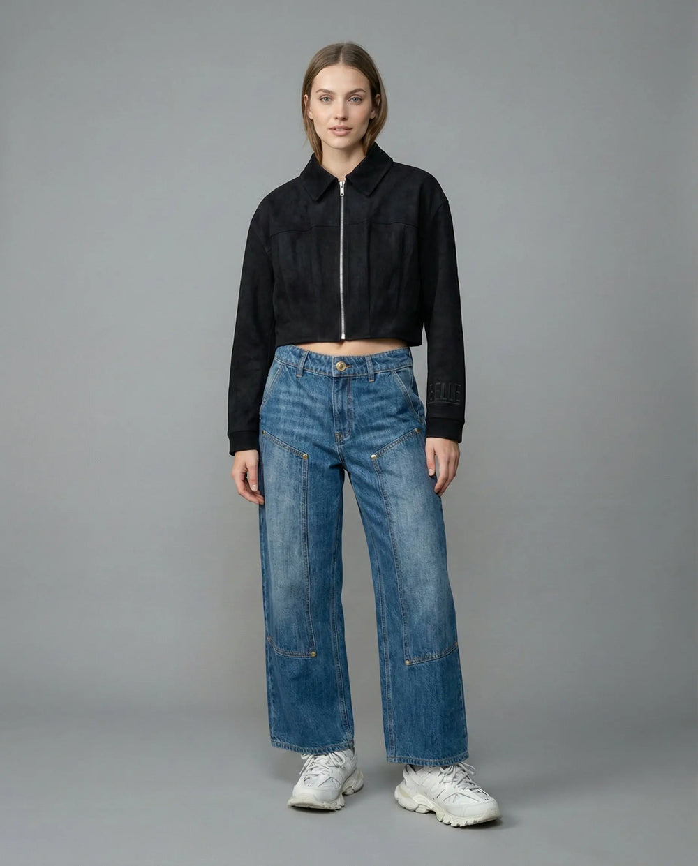 Giacca Donna Nera Zip Corta con Colletto | Gaelle Paris Gaelle Paris