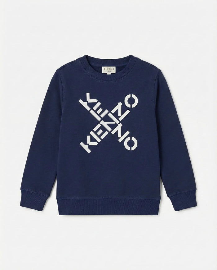 Felpa Kenzo Bambino | Logo Frontale | Blu | Outlet Kenzo