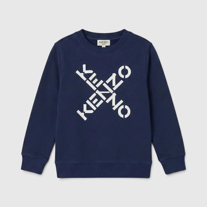 Felpa Kenzo Bambino | Logo Frontale | Blu | Outlet Kenzo