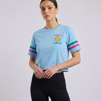 t shirt mc2 saint barth donna crop azzurra con smiley prezzo outlet