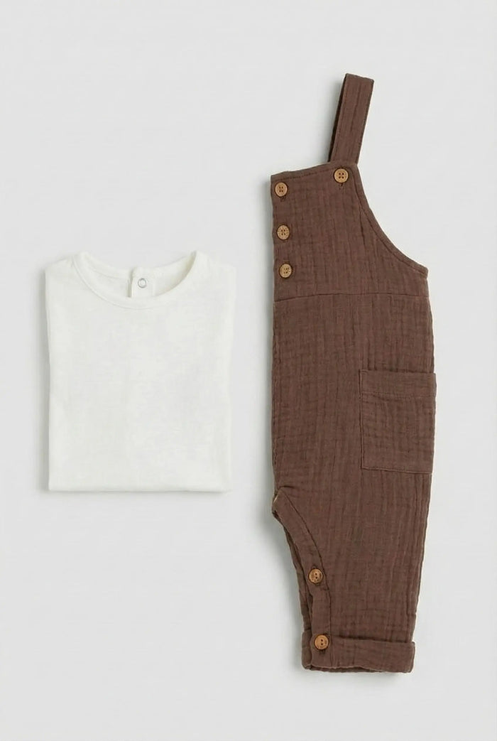 COMPLETO SALOPETTE E MAGLIETTA DA NEONATO LALALU' Lalalu