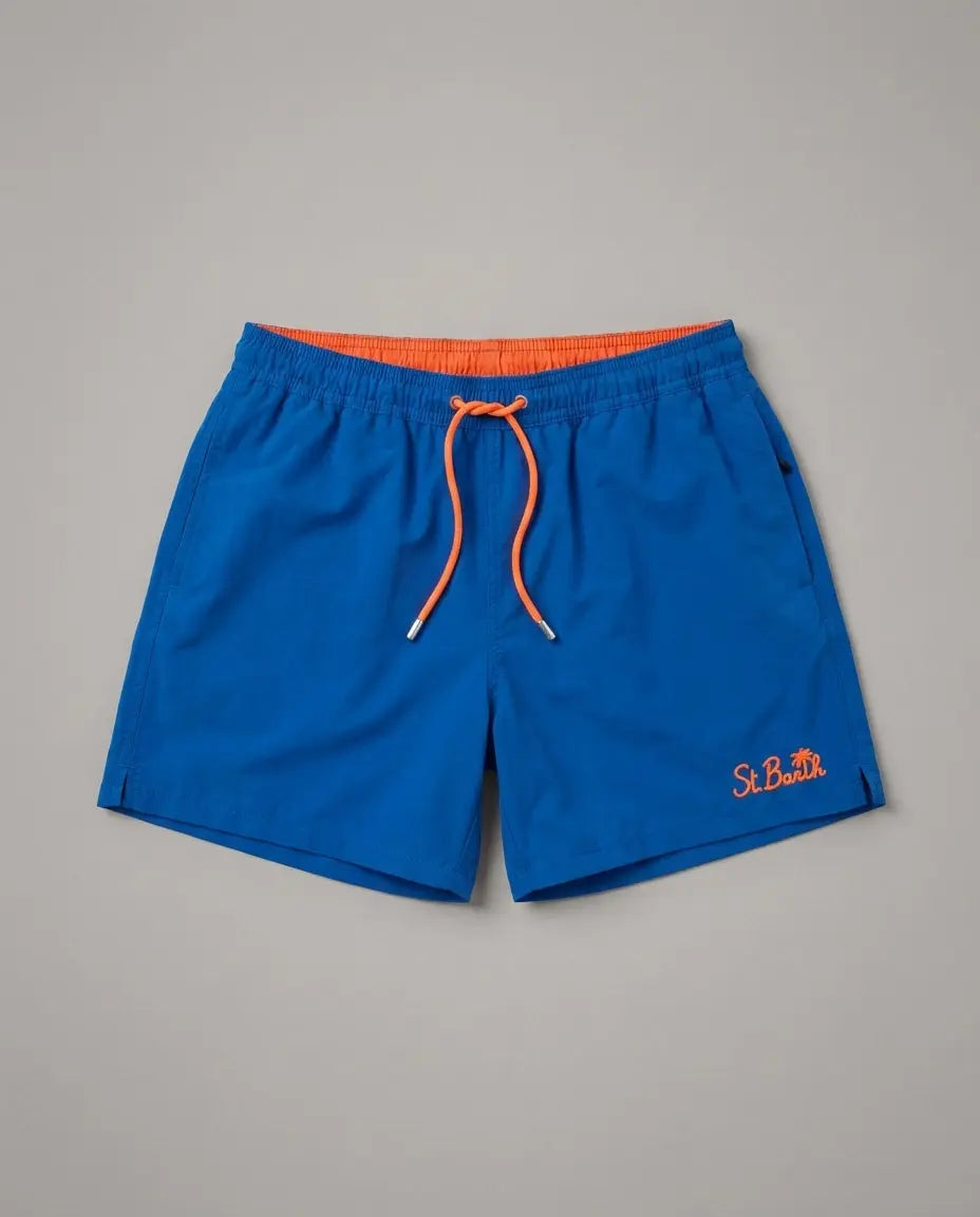 Costume Uomo Blu MC2 Saint Barth | Tinta Unita & Logo Arancio Mc2 Saint Barth