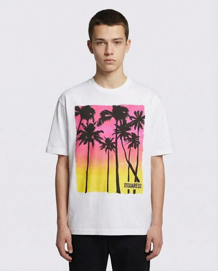 T Shirt Dsquared2 | Logo Palm | Bianco Dsquared2