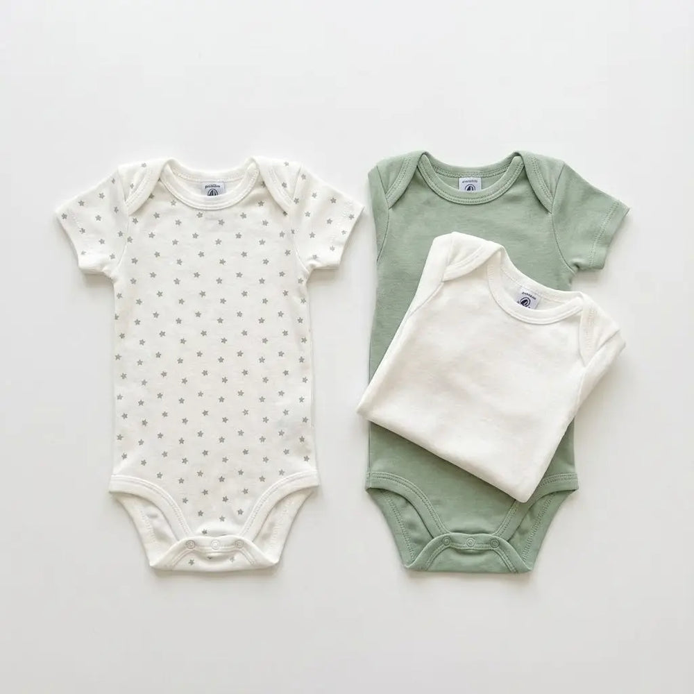 CONFEZIONE DA 3 BODY BEBÈ A MANICHE CORTE IN COTONE PETIT BATEAU Petit Bateau