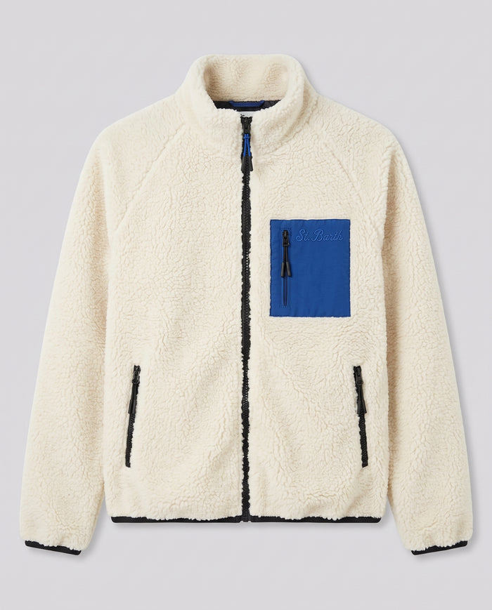 Giacca in Pile Sherpa Saint Barth Kids Bianco Panna – retro