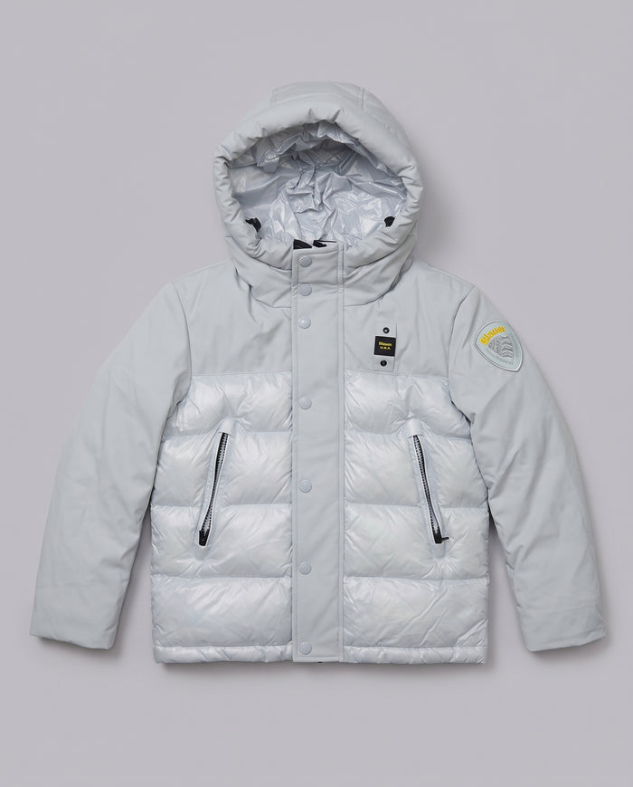 Piumino Blauer Kids bianco con cappuccio da bambino 8 anni – fronte