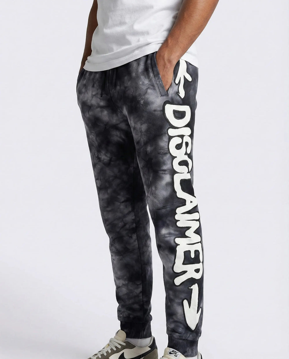 Pantaloni Disclaimer Uomo | Logo Laterale | Effetto Tie Dye Disclaimer