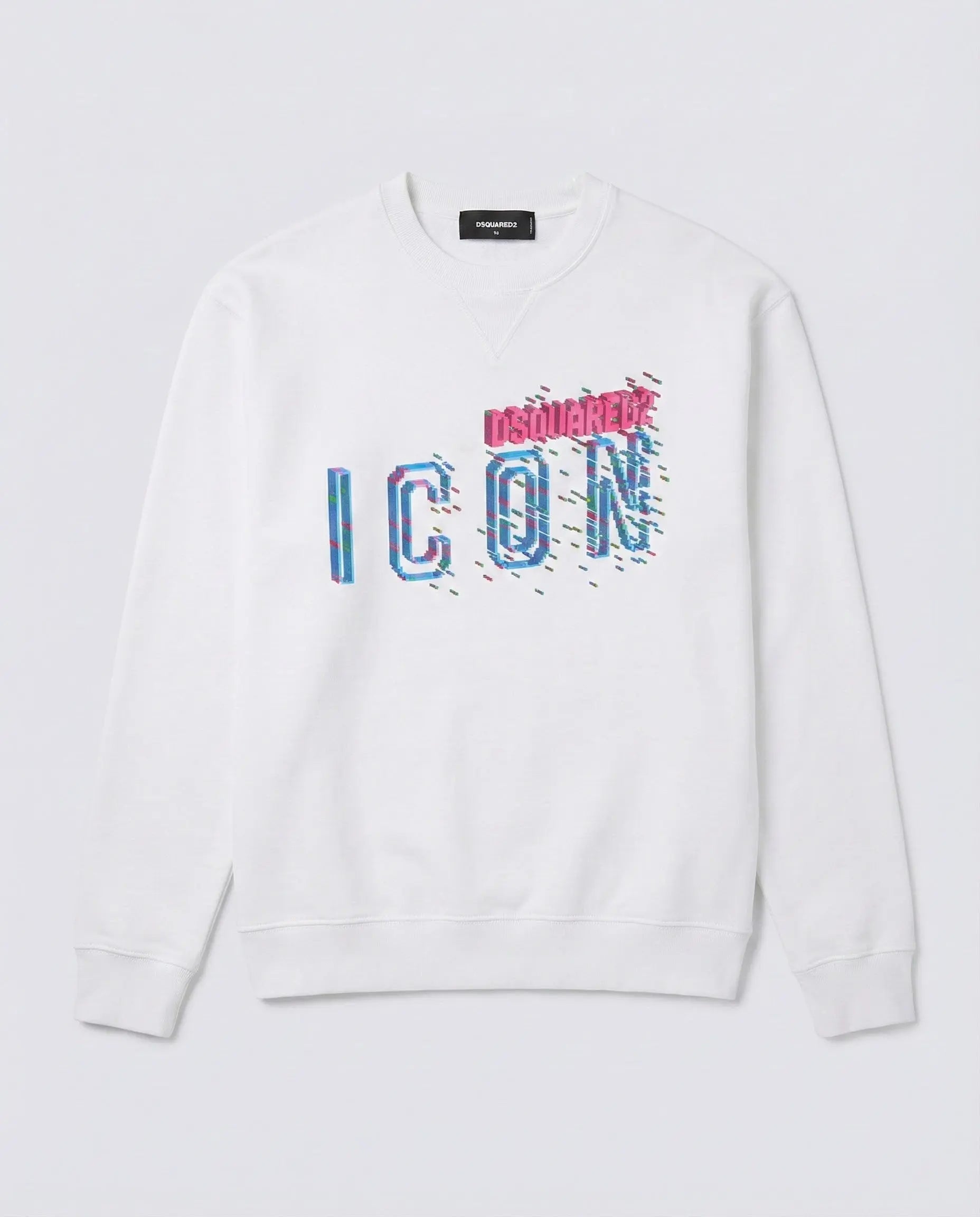 Felpa Dsquared2 Icon | Logo Effetto Pixel | Bianco Dsquared2