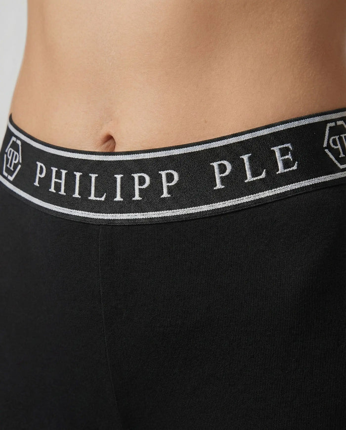 Leggings Philipp Plein Donna | Logo Elastico | Nero Philipp Plein