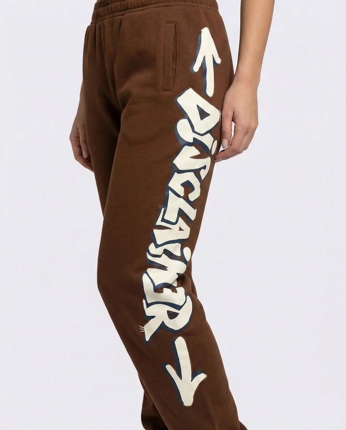 Pantaloni Disclaimer Uomo | Logo Graffiti Laterale | Marrone Disclaimer