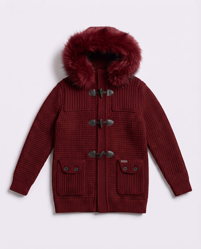Bark Bordeaux con Pelliccia uomo donna taglie M L - giubbotto montgomery Bark rosso scuro con pelliccia 8001 outlet