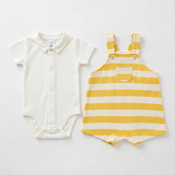 COMPLETO SALOPETTE BEBÈ IN JERSEY FIAMMATO PETIT BATEAU Petit Bateau